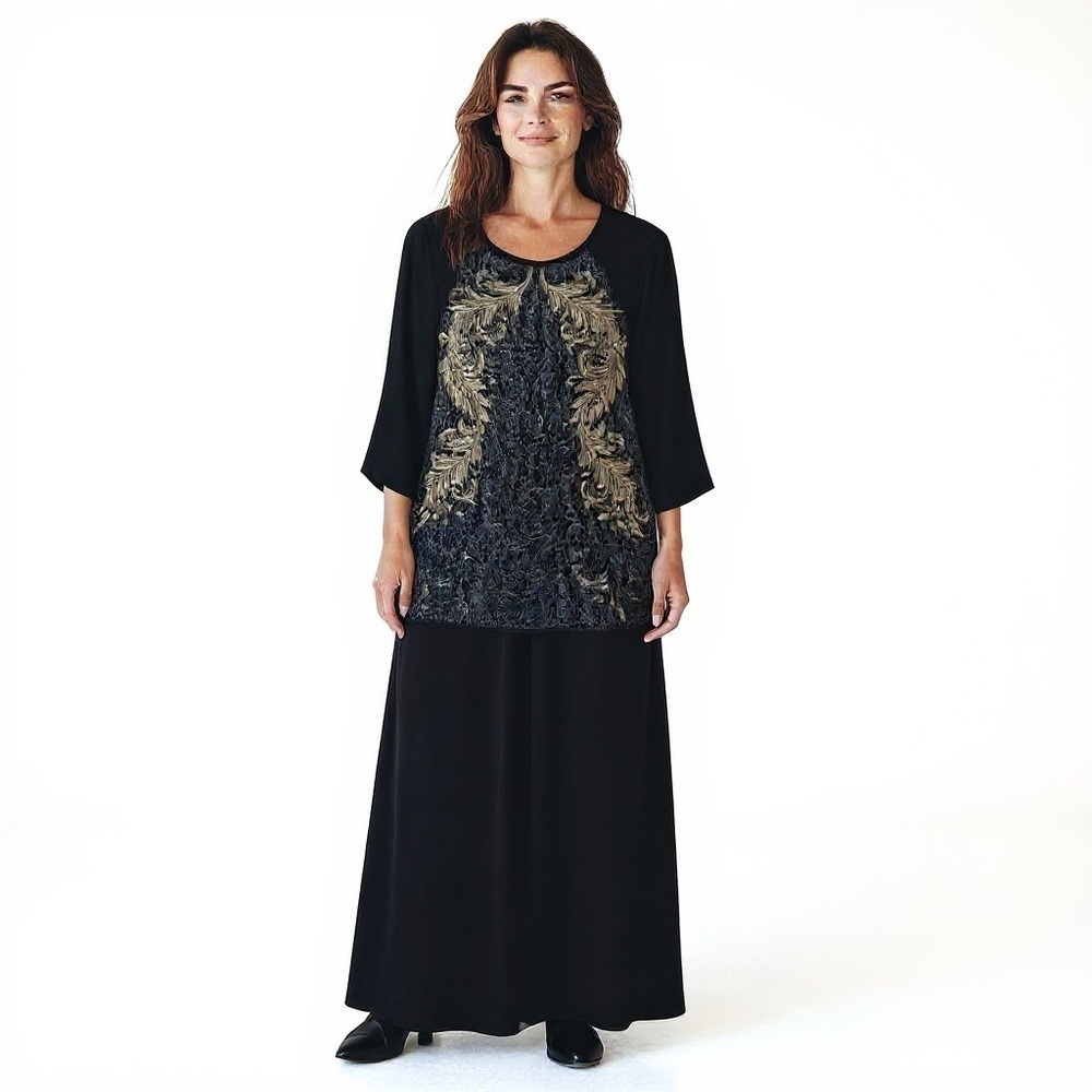 Ted  Baker gold embellished top with sheer arms and back